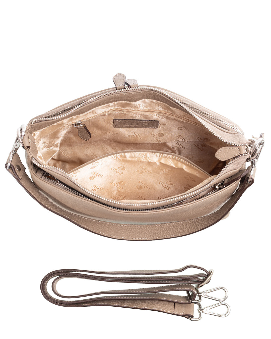 Harmaa Utua Kajo Exclusive olkalaukku sisalta