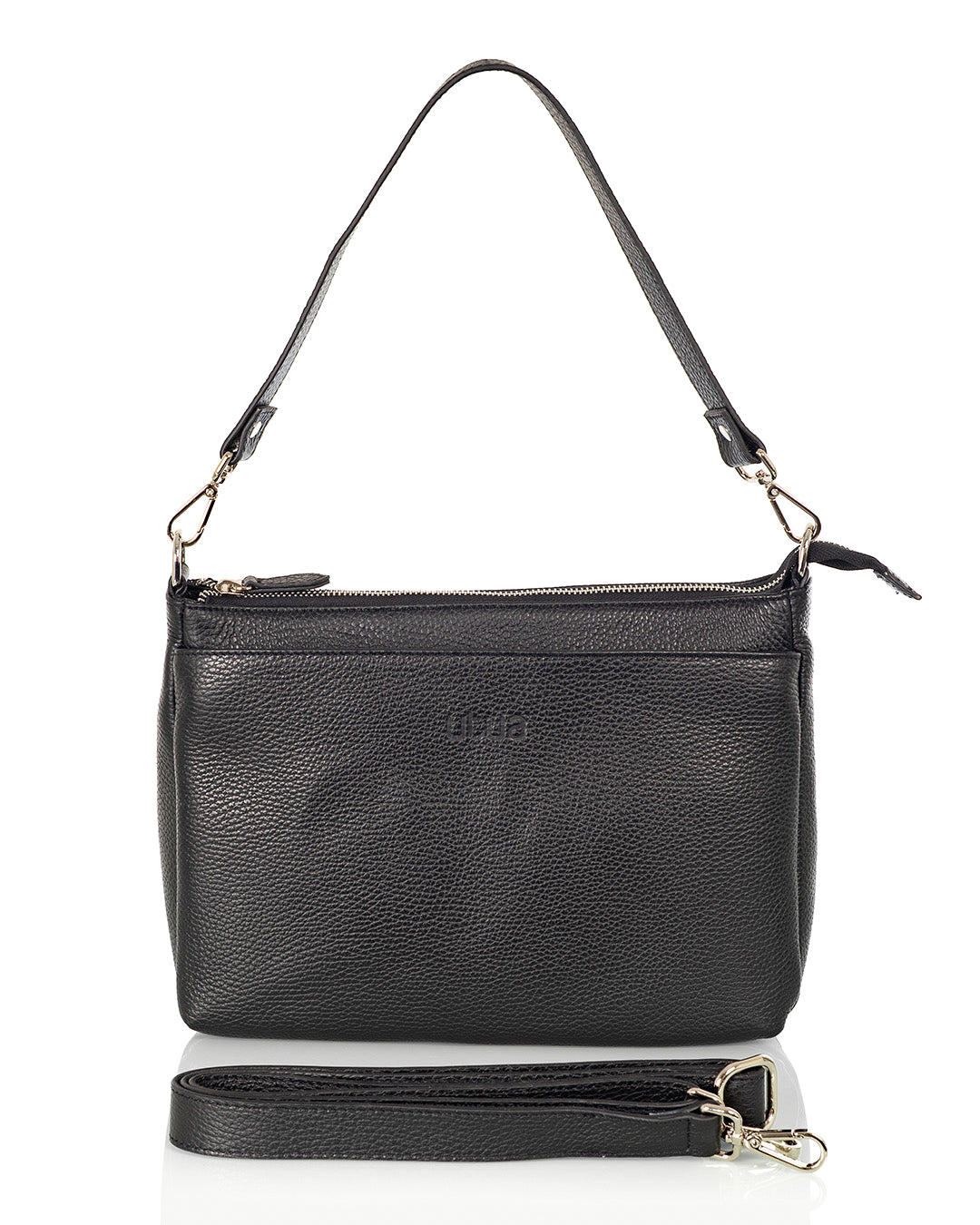 Kajo Exclusive Utua musta_ olkalaukku molemmat hihnat edesta