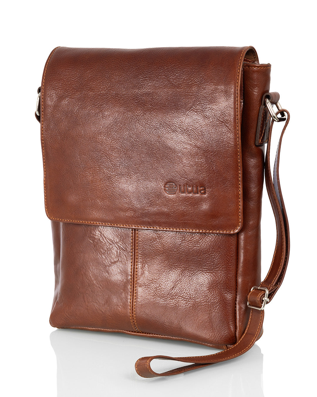 Keskiruskea kasviparkittu olkalaukku Utua Zeus Exclusive