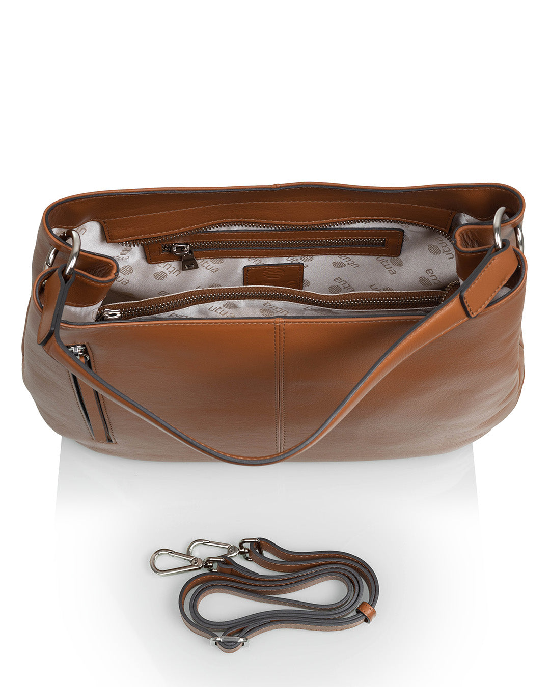 Afrodite leather handbag, brown