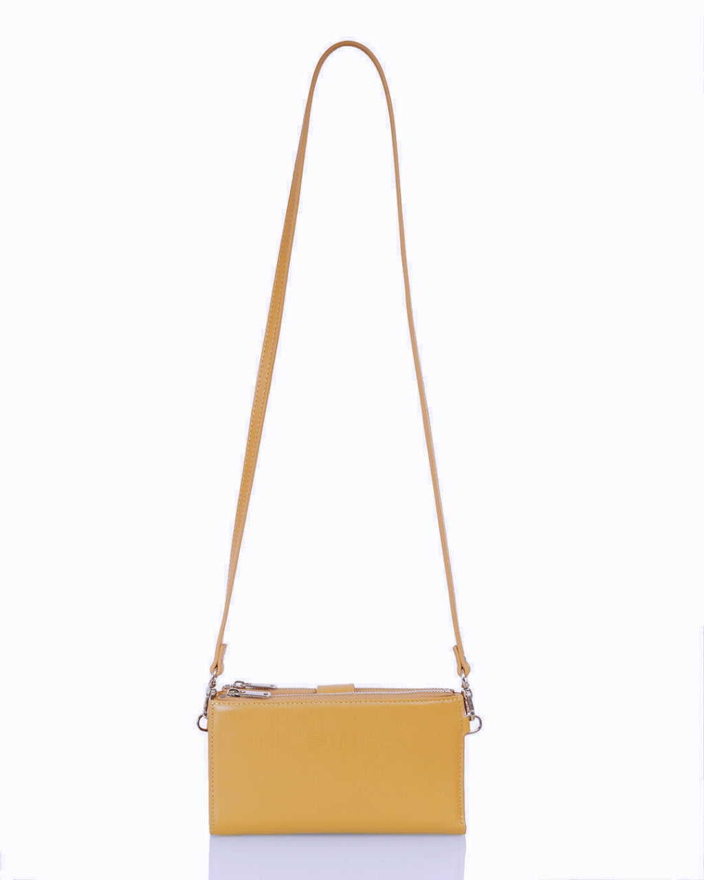 Kotimaisen Utuan nahkainen puhelinlompakko keltainen