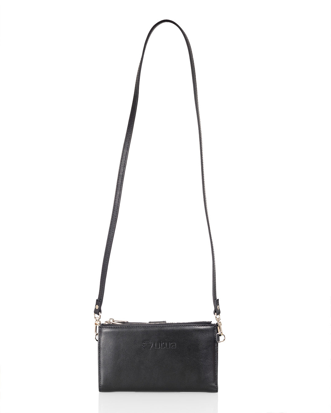 Kotimaisen Utuan nahkainen puhelinlompakko musta