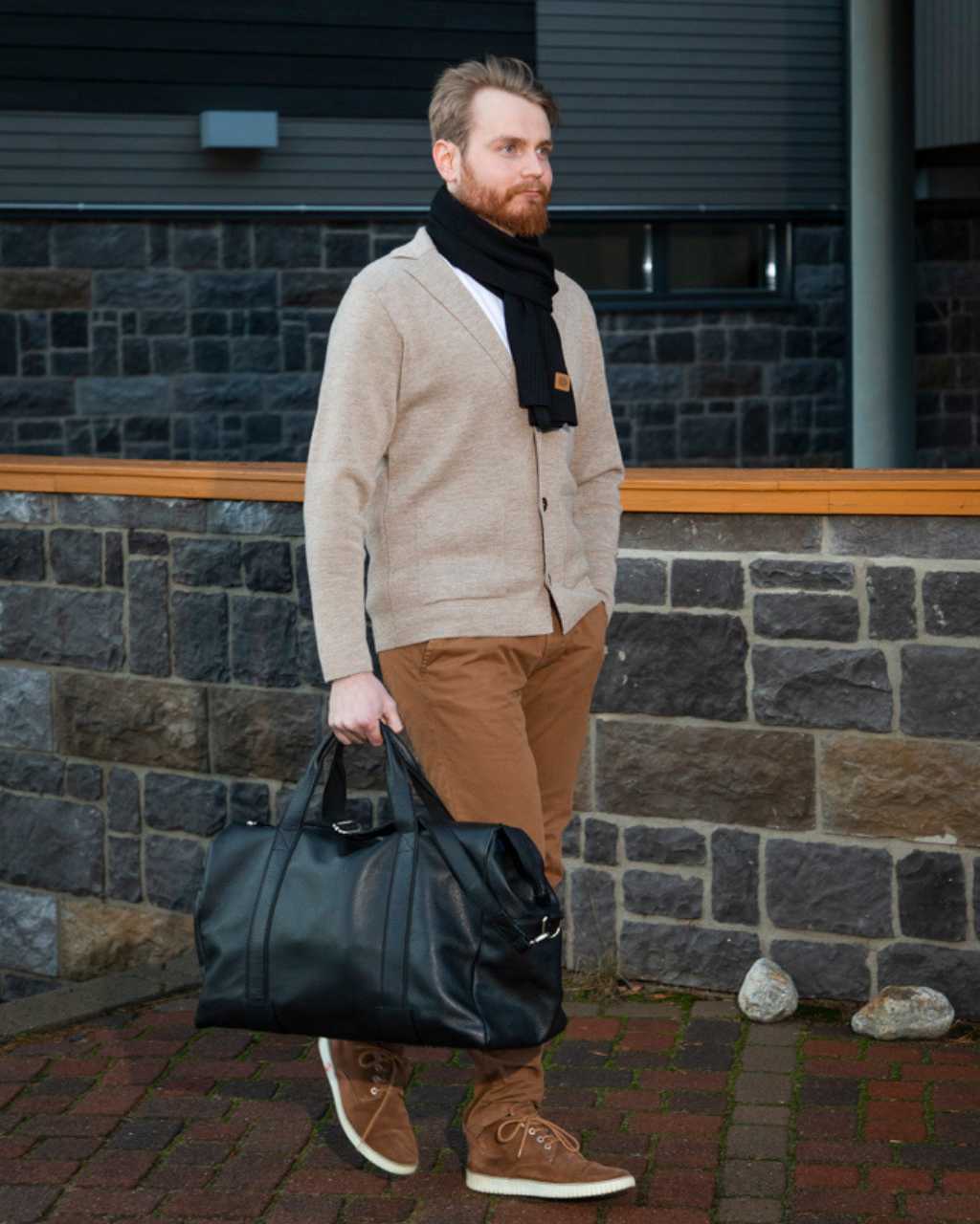 Weekender Exclusive leather weekend bag, black