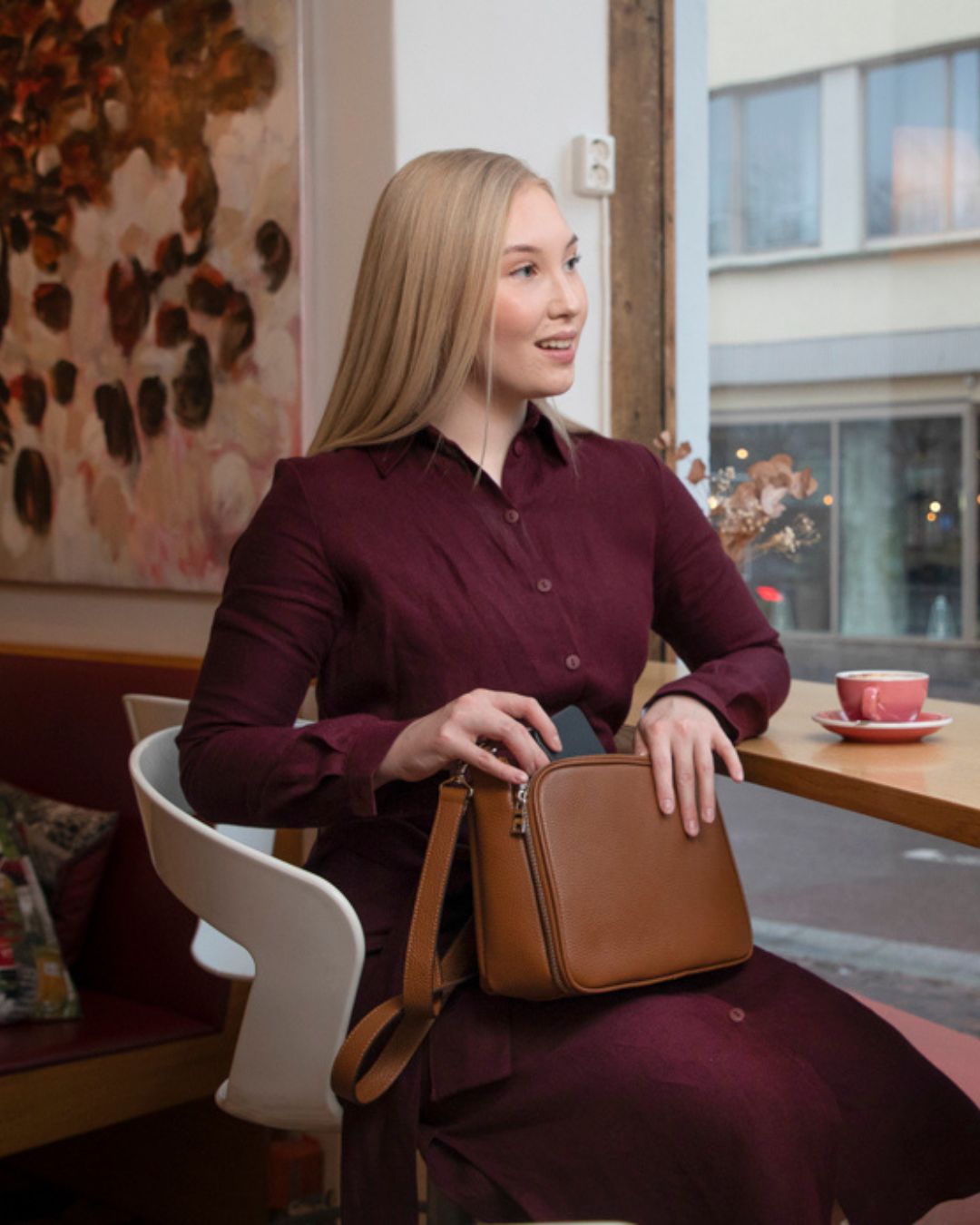 Nahkainen Utua olkalaukku Kajo Exclusive ruskea