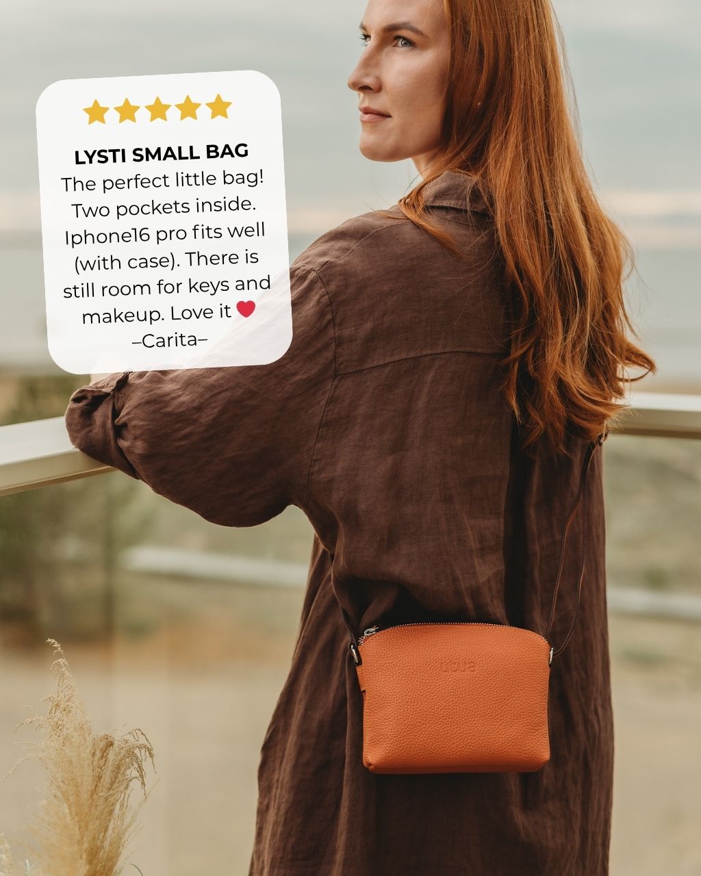 Utua-Lysti-pikkulaukku-oranssi-arvostelu-ENG