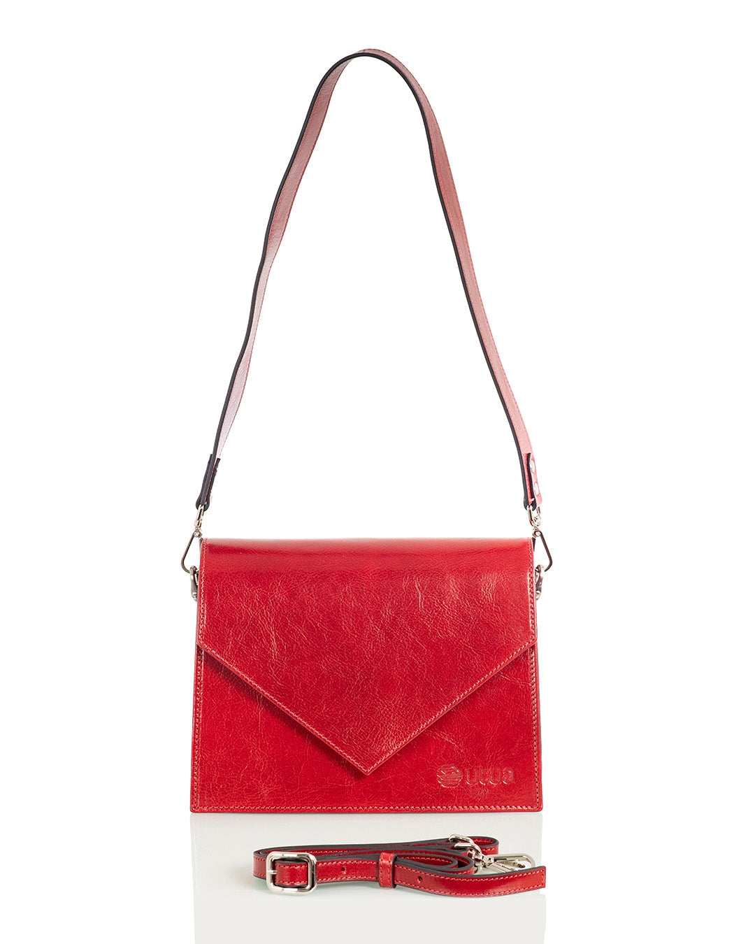 Utua skoga punainen kasviparkittu pikkulaukku hihnat