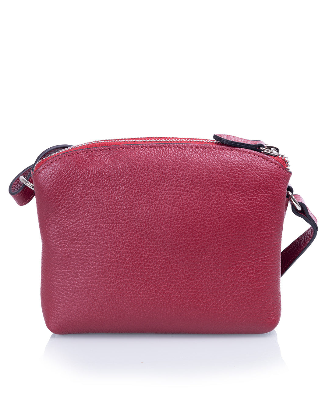 lysti puolukanpunainen pikkulaukku aitonahkainen takaa