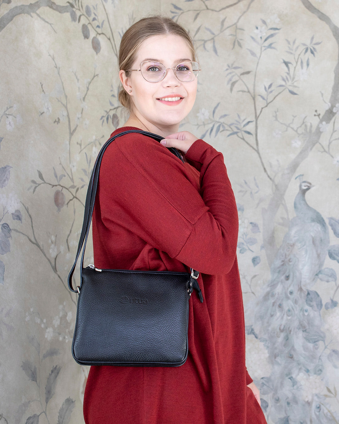 utua harmaa kulo olkalaukku nahkainen