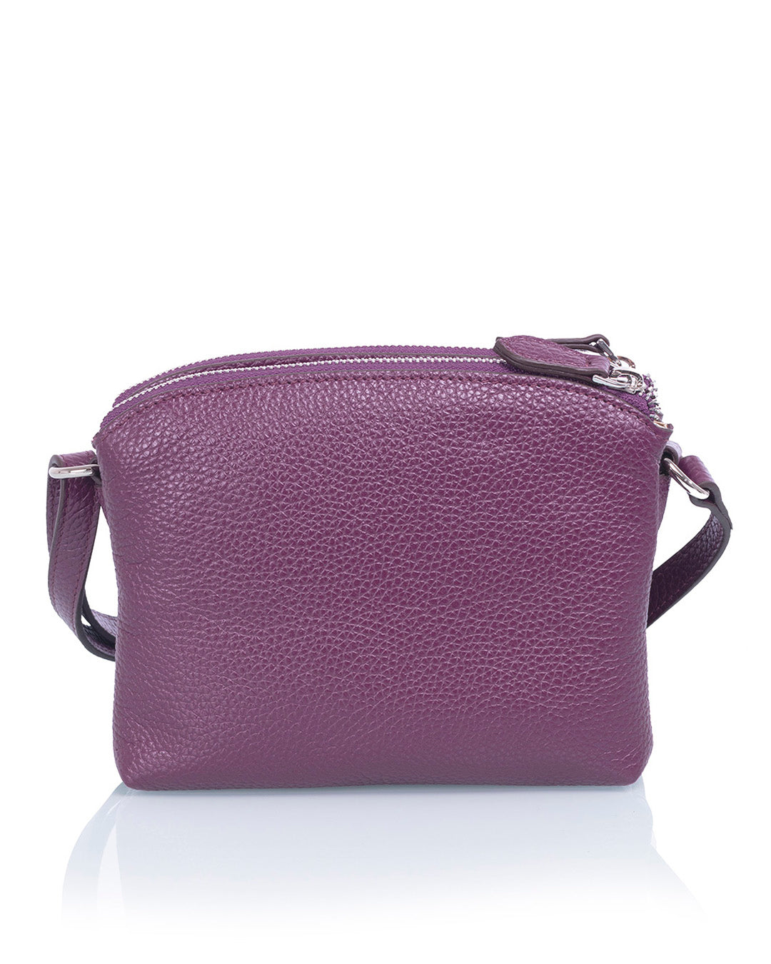 utua lysti nahkainen pikkulaukku violetti takaa