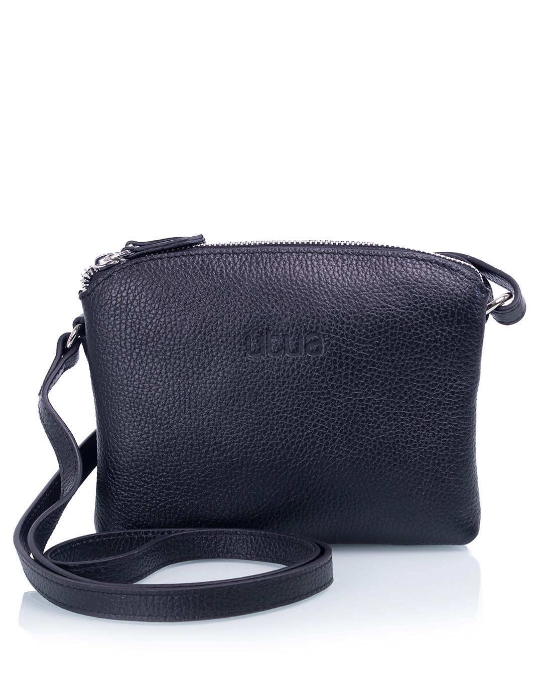 utua musta nahkainen pikkkulaukku lysti edesta