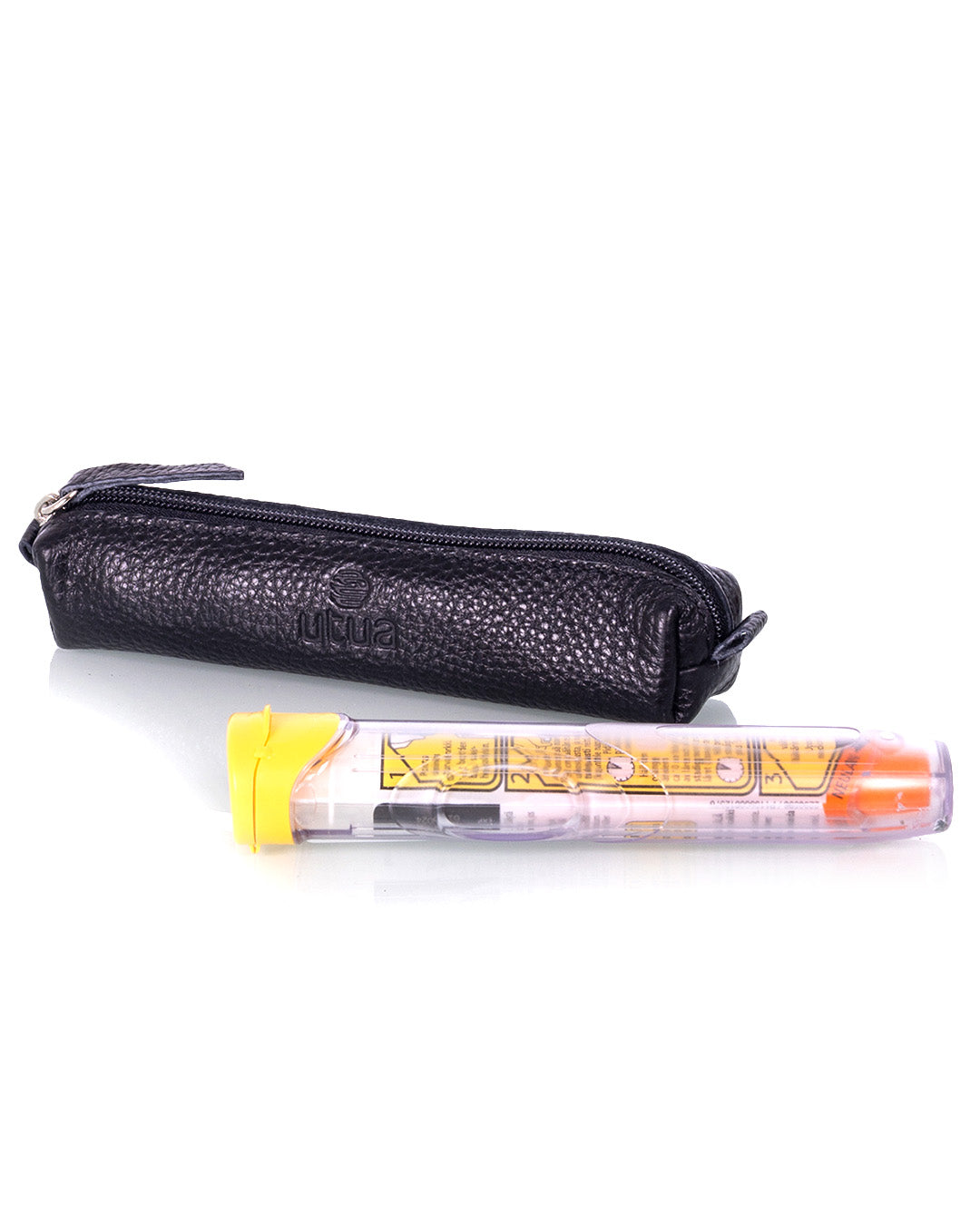 Leather pencil case, black.