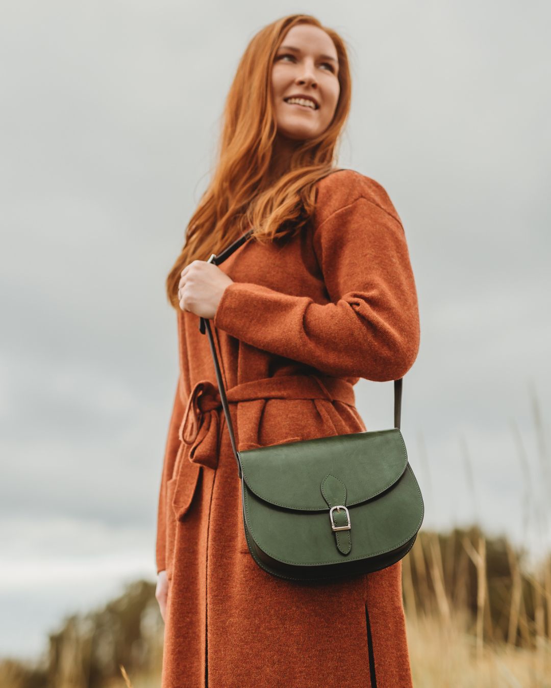 Visby Exclusive kasviparkittu olkalaukku vihreä