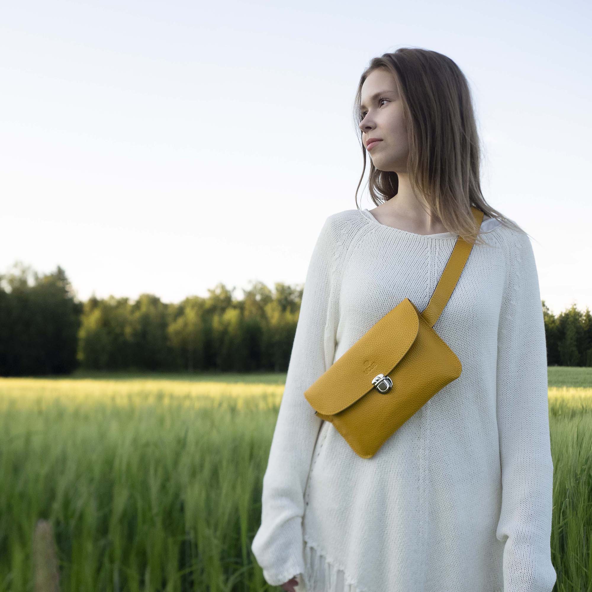Utuan keltainen käsilaukku upea Iris crossbody 