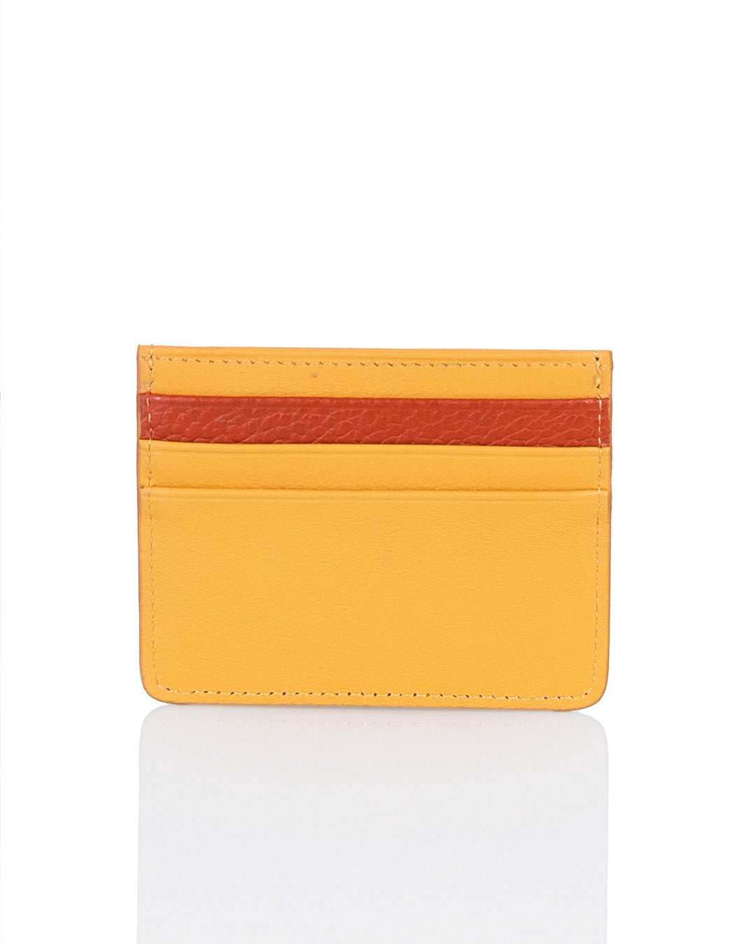 Nahkainen korttikotelo keltainen-oranssi