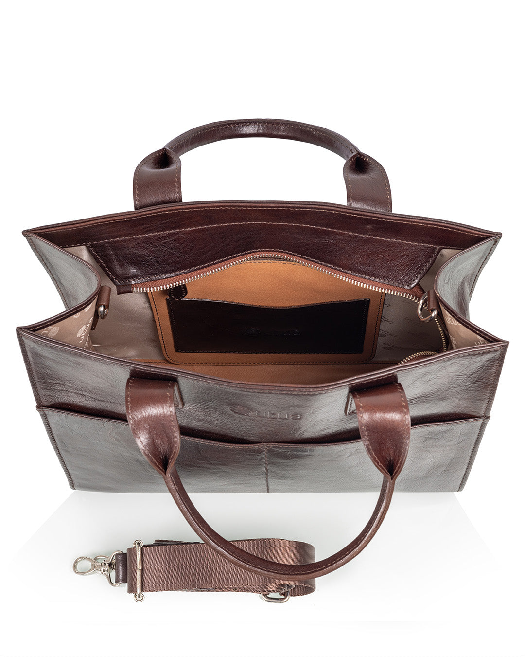 Kotimainen ruskea kasviparkittu kasilaukku Utua Minerva Exclusive