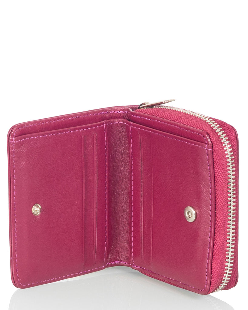 Leather wallet Utua Siro in dahlia red color