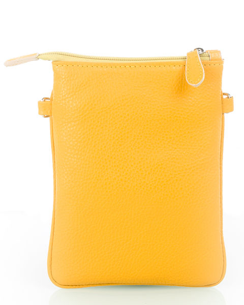 Suomalainen keltainen puhelinlaukku Utua Santra