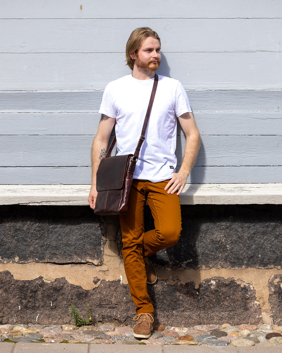 Utua Zeus Exclusive kasviparkittu olkalaukku ruskea fiilis