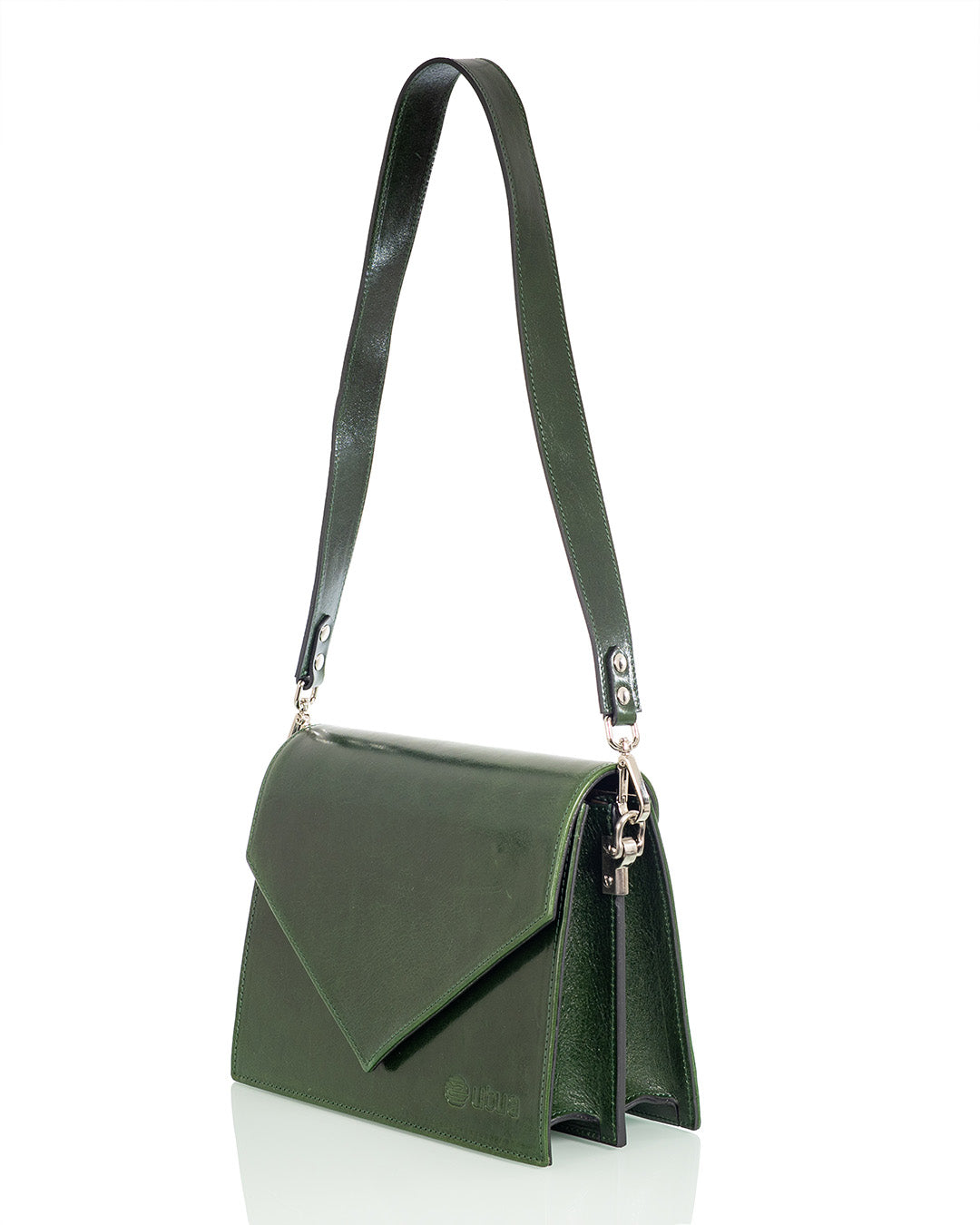 Utua Skoga kasviparkittua nahkaa vihrea olkalaukku