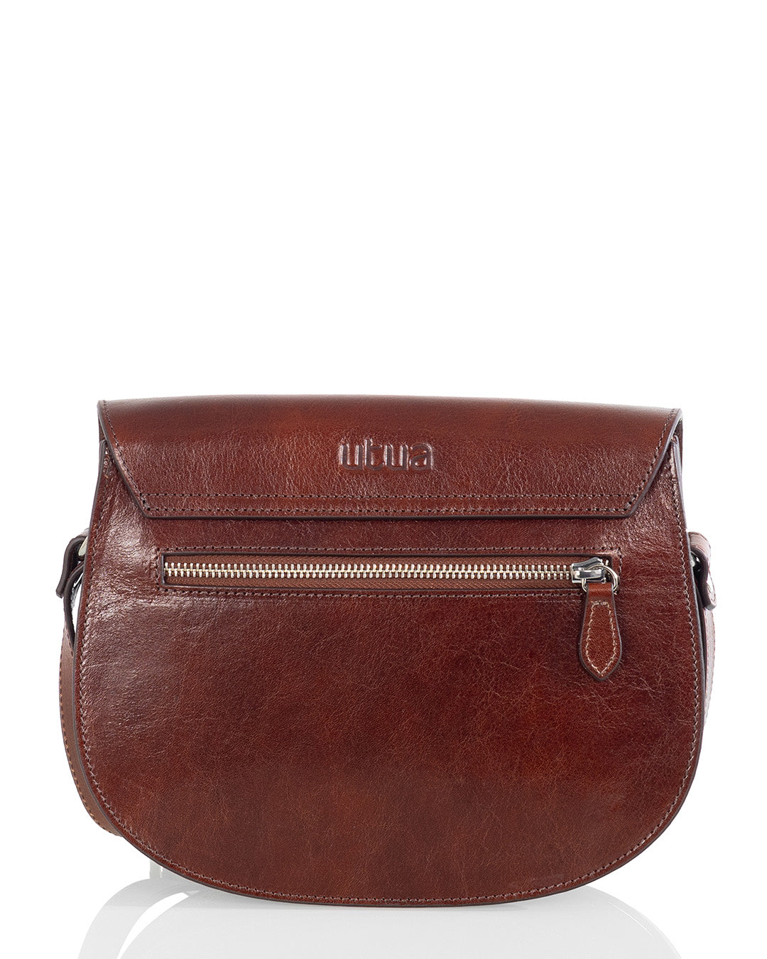 Utua visby ruskea kasviparkittu satulalaukku