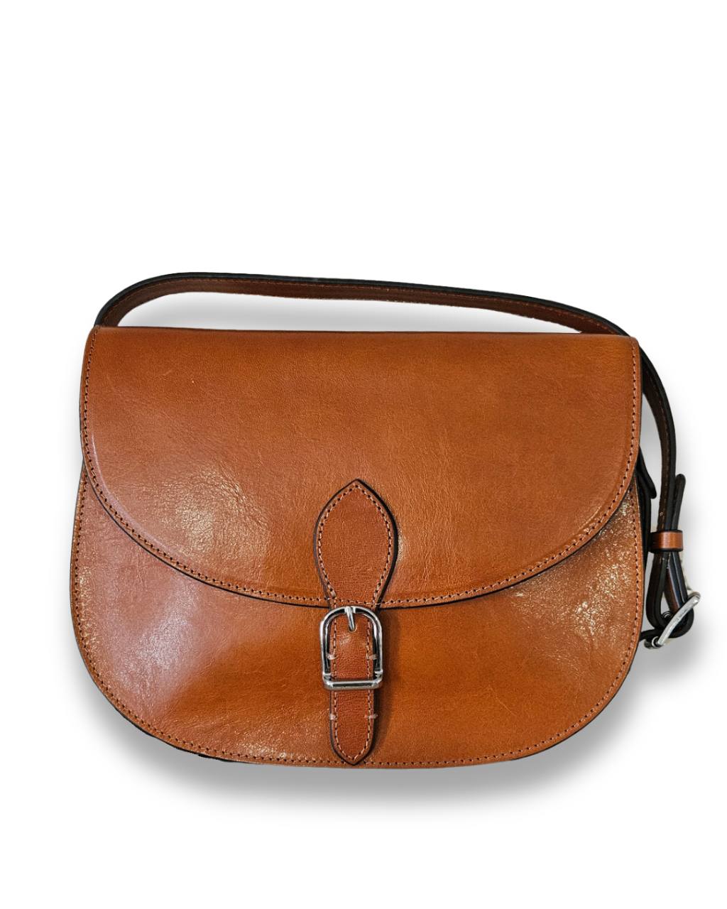 Visby Exclusive vegetable-tanned leather shoulder bag, medium brown